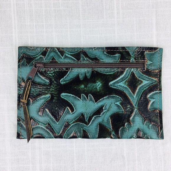 Handbags - Turquoise Tooled Leather Wallet Large Pocket Credit Cards‎ Clutch NEW WITH TAGS